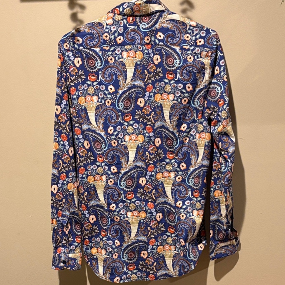 Paisley & Gray Slim Fit Blue Paisley Button Down Shirt M 16 - Picture 5 of 5